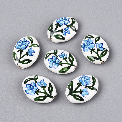 Фарфоровые бусины ручной работы, пастельный фарфор, овальный и цветок