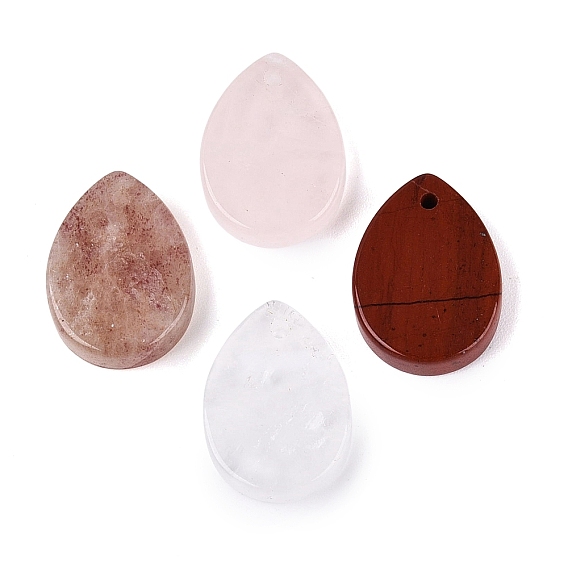 Gemstone Pendants, Flat Teardrop Charms