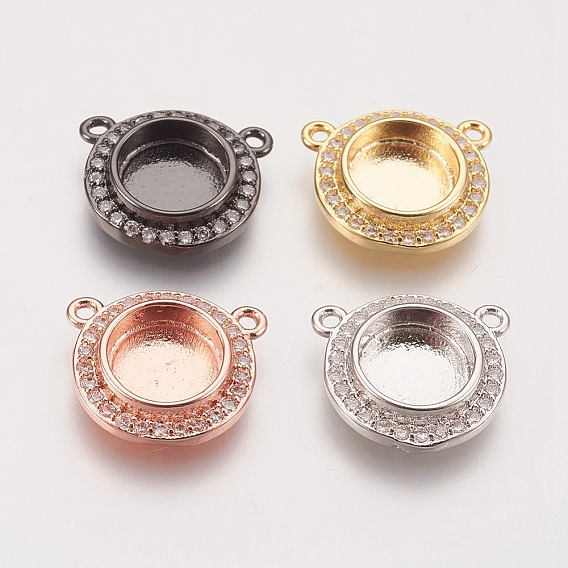 Латунные микро-плиты кубического циркония подвеска кабошон настройки, чашки безель с краями, плоские круглые прелести