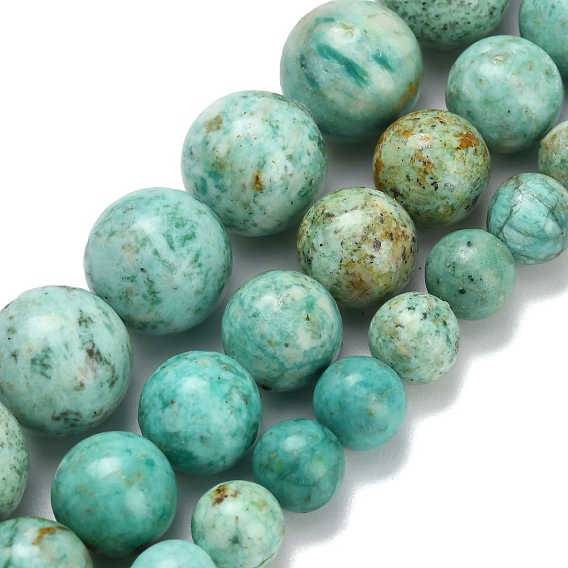 Бусы натуральная перуанская бирюза (яшма), круглые