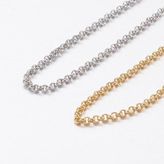Brass Chain Necklaces, Cross/Rolo Chain, with Lobster Claw Clasps