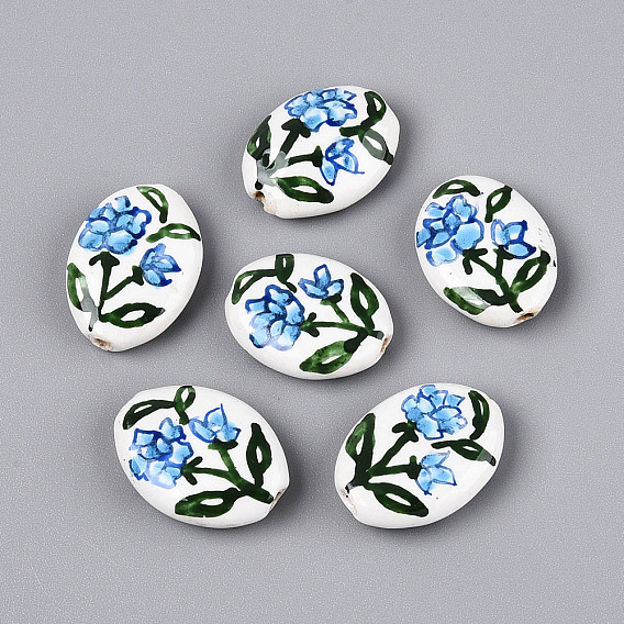 Фарфоровые бусины ручной работы, пастельный фарфор, овальный и цветок