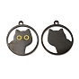 201 Stainless Steel Pendants, with Enamel, Ring with Cat Charm