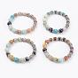 Natürlicher Edelstein bead Ausdehnungs-Armbänder, mit Messingfunden und Strassfunden, Runde