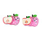 Opaque Resin Cabochons, with Glitter Powder, Apple