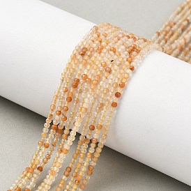 Нити бусин из натурального желтого кроличьего меха с рутиловым кварцем, круглые, граненые