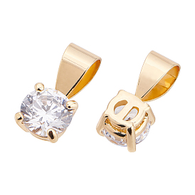 Brass Cubic Zirconia Charms, Clear