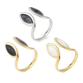 Ion Plating(IP) 304 Stainless Steel Enamel Horse Eye Open Cuff Rings for Women