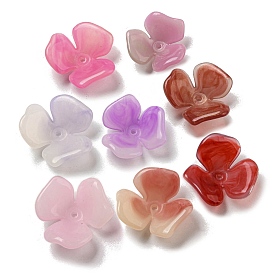 Two-tone Opaque Acrylic Beads, Gradient Color, Flower