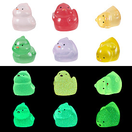 12 pièces 6 styles poussins lumineux en résine décoration de plateau, accessoires de maison de poupée micro paysage, faire semblant de décorations d'accessoires, brillent dans le noir