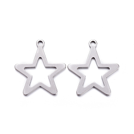 201 Stainless Steel Pendants, Cut-Out, Star
