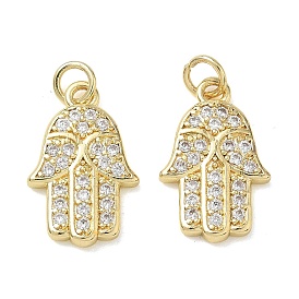 Religion Brass Micro Pave Clear Cubic Zirconia Pendants, Hamsa Hand Charms