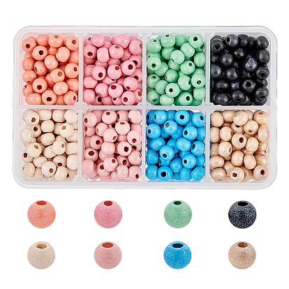 Natural Wood Beads, Spary Painted Wooden Spacer Beads for Jewelry Making, Lead Free, Round
