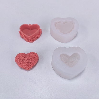 Valentine's Day Theme DIY Candle Food Grade Silicone Molds, Handmade Soap Mold, Mousse Chocolate Cake Mold, Heart Box