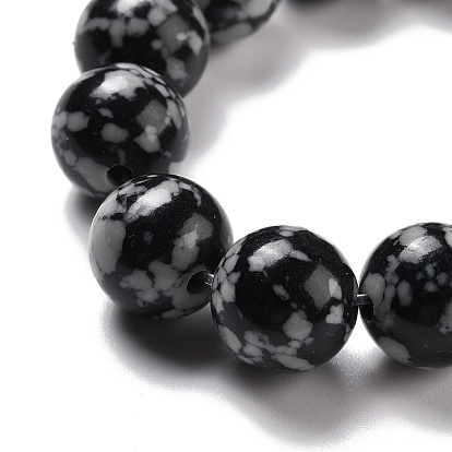 Synthetic Snowflake Obsidian Beads Strands, Round