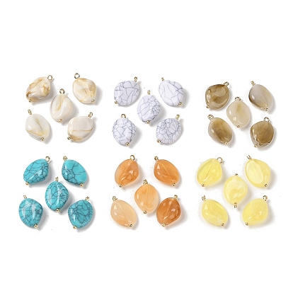 Акриловые подвески, имитация драгоценных камней, с медными петлями, овальные