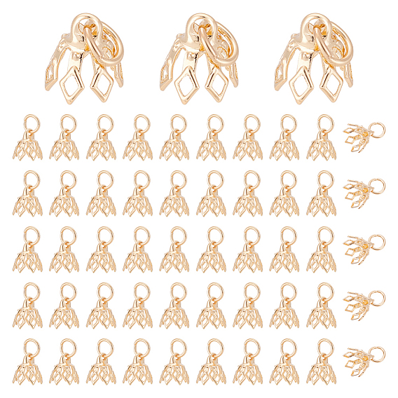 60шт. подставка для цветов с латунным филигранным покрытием и держателями для бусин, 7-лепесток