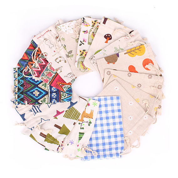 Прямоугольник мешковина упаковочных мешочков шнурок сумка, на Рождество, свадьба и упаковка поделки