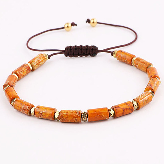 Браслеты из натуральной императорской яшмы с бисером, регулируемые плетеные браслеты для женщин и мужчин