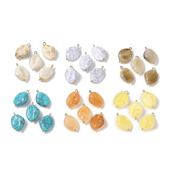 Акриловые подвески, имитация драгоценных камней, с медными петлями, овальные