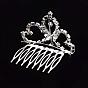 Fashionable Wedding Crown Rhinestone Hair Combs, Bridal Tiaras, Child Tiaras, with Iron and Brass Base, 40x58mm