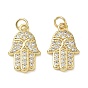 Religion Brass Micro Pave Clear Cubic Zirconia Pendants, Hamsa Hand Charms