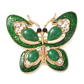 Broches de aleación, esmalte y diamantes de imitación, pines de solapa para ropa, mariposa, verde