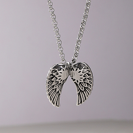 Stainless Steel Halloween Retro Angel Wing Hip Hop Necklace