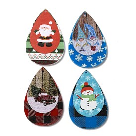 Opaque Christmas Themed Acrylic Big Pendants, Teardrop