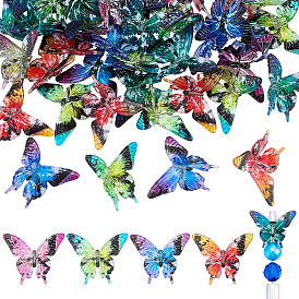 40Pcs Printed Opaque Acrylic Beads, Butterfly