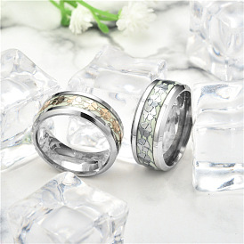 Luminous Titanium Steel Clover Finger Ring, Glow In The Dark Jewelry for Women