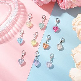 Подвески в форме сердца из прозрачной смолы, Сплав с застежками когтя омара