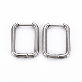 Rectangle Huggie Hoop Earrings for Women, Hypoallergenic and Safe for Sensitive Ears, with 316 Surgical Stainless Steel Pin