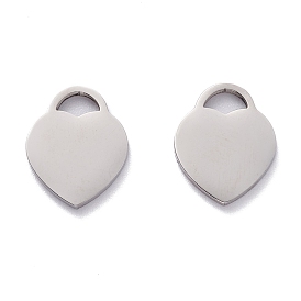 304 Stainless Steel Pendants, Stamping Blank Tag, Heart