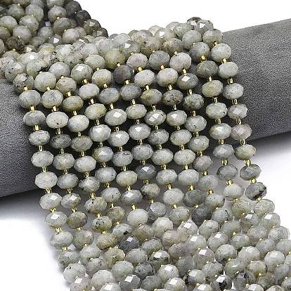 Природные лабрадорита бисер нитей, граненые, рондель, с бисером