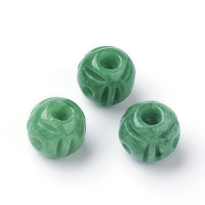 Natürliche jade buddhistische Perlen, 3 Loch Guru Perlen, T-Perlen gebohrt, gefärbt, Runde