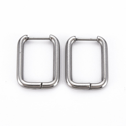 Rectangle Huggie Hoop Earrings for Women, Hypoallergenic and Safe for Sensitive Ears, with 316 Surgical Stainless Steel Pin