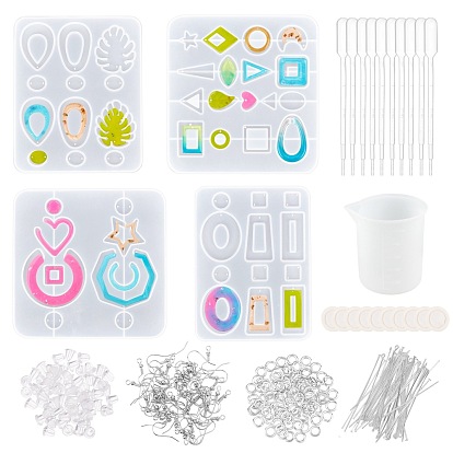 Силиконовые формы для сережек своими руками наборы для изготовления, латунные крючки для серег, булавка с проушиной, булавка с плоской головкой и открытые прыжковые кольца, пластиковые гайки для ушей, латексные кроватки