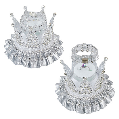 Plastic Rhinestone Ring Boxes, Crown