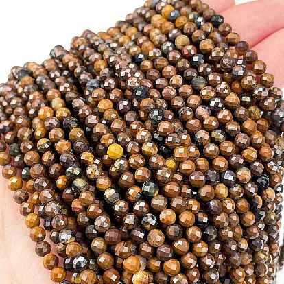 Природных тигровый глаз бисер нитей, граненые, круглые