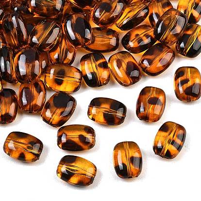 Transparent Acrylic Beads, Leopard Print Rectangle