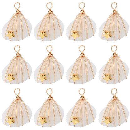20шт. подвески из натуральной спиральной медной проволоки, подвески из ракушек со звездой