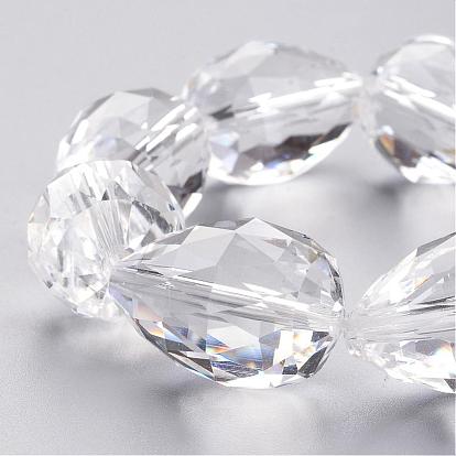 Glass Bead Strands, Faceted, Drop