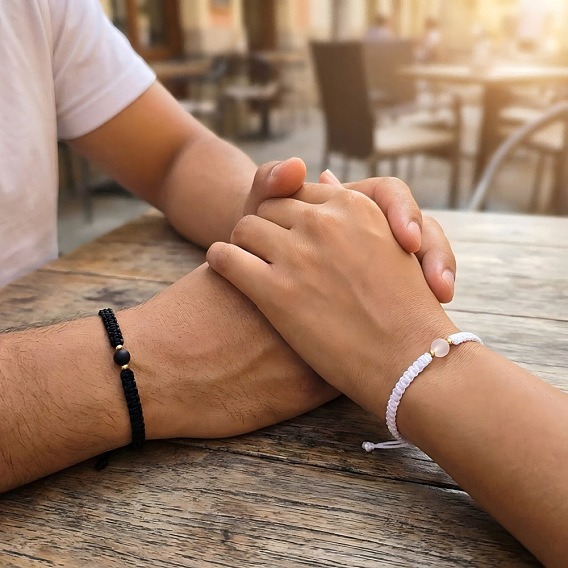 Регулируемые браслеты из плетеного волоконного шнура, Регулируемые браслеты из стеклянных и латунных бусин для женщин, круглые