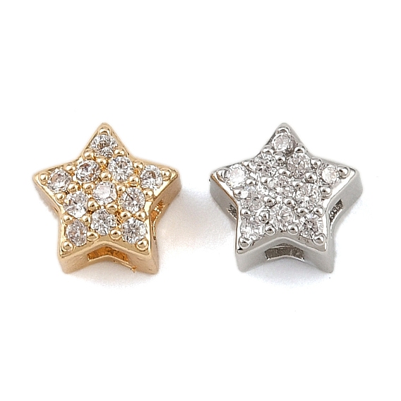 Латунные микропаве прозрачные многонитевые звенья из циркония, звезда