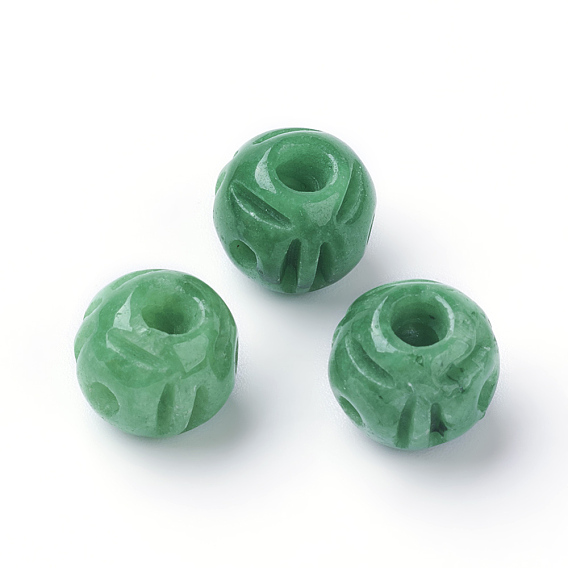 Natural Jade Buddhist Beads, 3 Hole Guru Beads, T-Drilled Beads, Dyed, Round