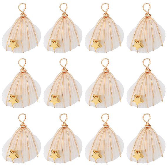 20шт. подвески из натуральной спиральной медной проволоки, подвески из ракушек со звездой