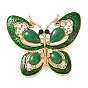 Alloy & Enamel & Rhinestone Brooches, Lapel Pins for Clothes, Butterfly, Green