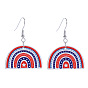 Independence Day Printed Wooden Dangle Earrings for Women, Star/Rainbow Pattern