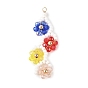 Baking Paint Glass Seed Beaded Big Pendants, Gradient Color Flower Vine Charms, with Glass Beads & Brass Beads & Copper Wire, Faceted